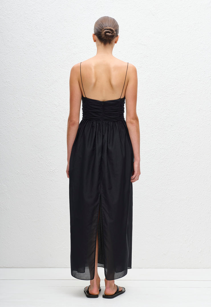 Gathered Tulip Dress - Black - Matteau