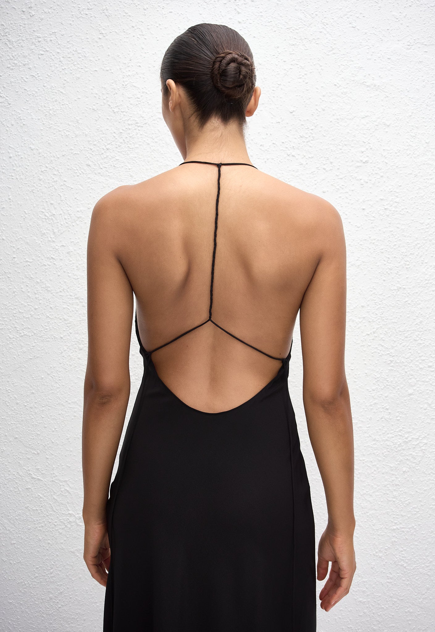 Low Back Halter Dress - Black - Matteau