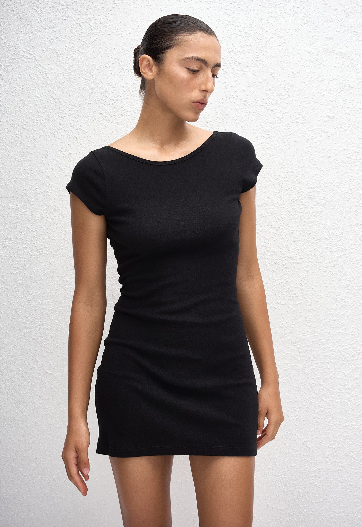 Low Back Mini Tee Dress - Black - Matteau