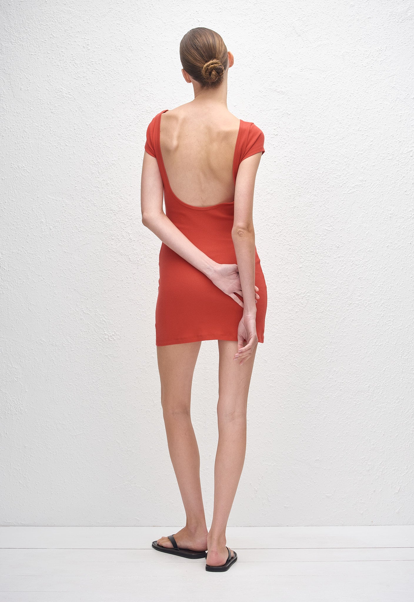Low Back Mini Tee Dress - Tomato - Matteau