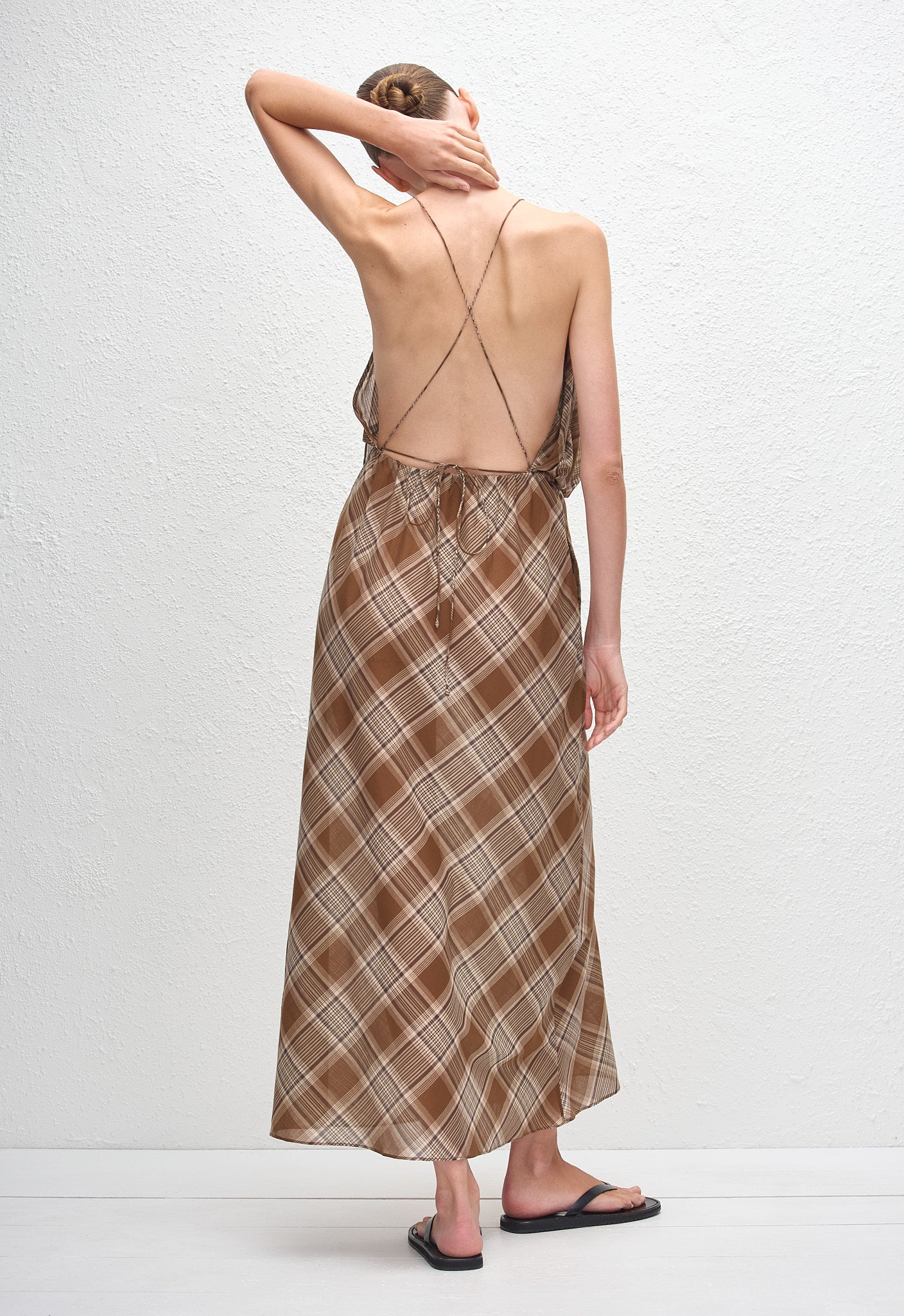 Layered Halter Midi Dress - Picnic Plaid - Matteau