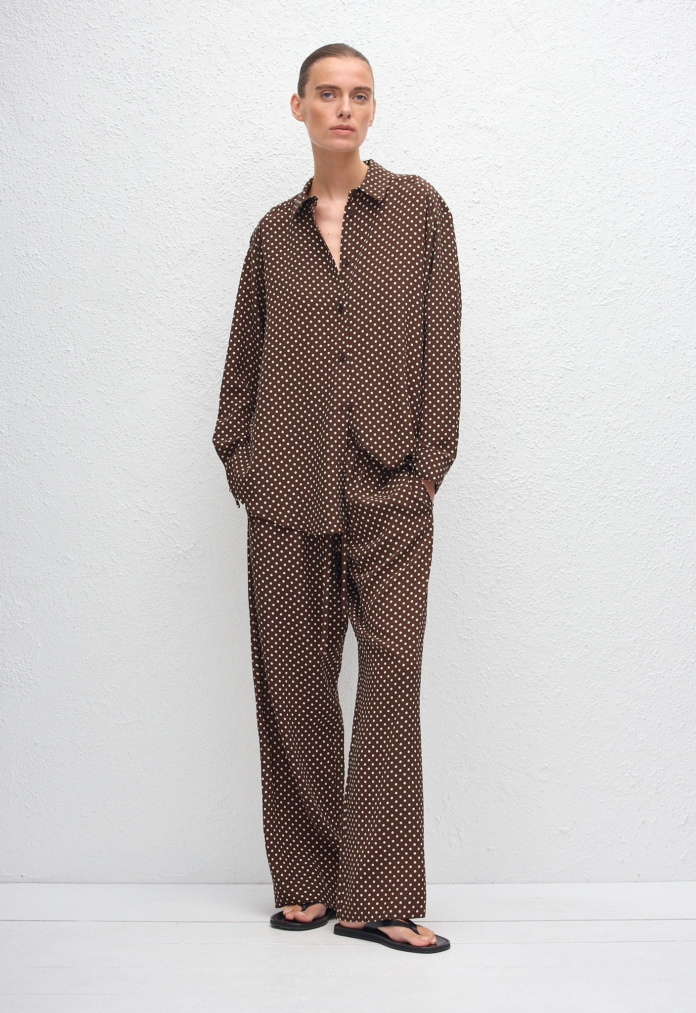 Drawstring Trouser - Polka Dot (Chocolate) - Matteau