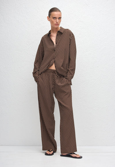 Drawstring Trouser - Polka Dot (Chocolate) - Matteau