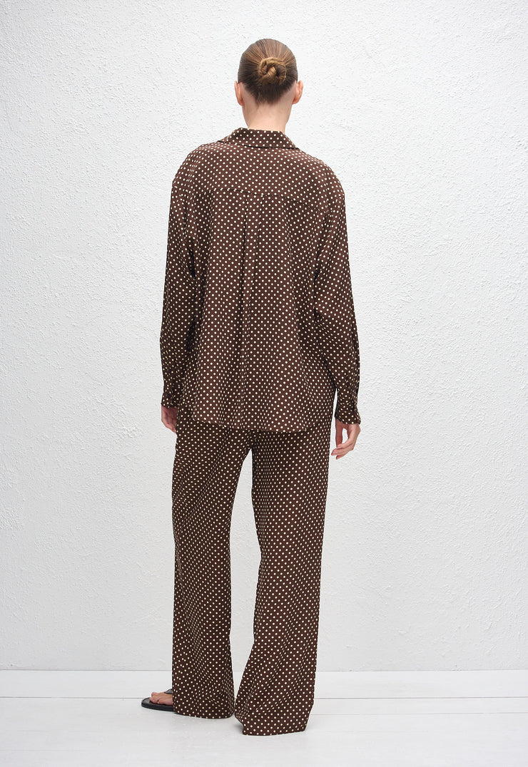 Drawstring Trouser - Polka Dot (Chocolate) - Matteau
