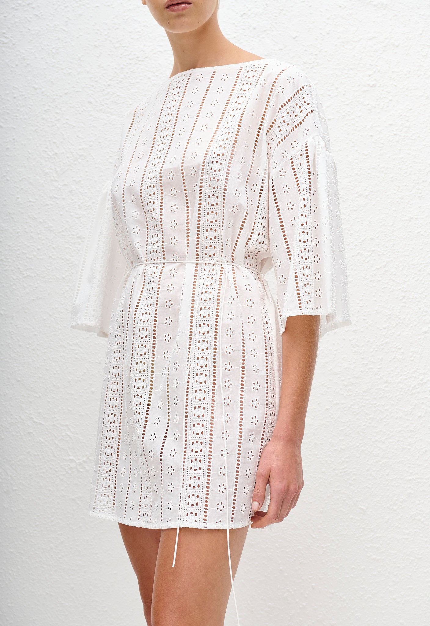 Magyar Broderie Tee Dress - White - Matteau