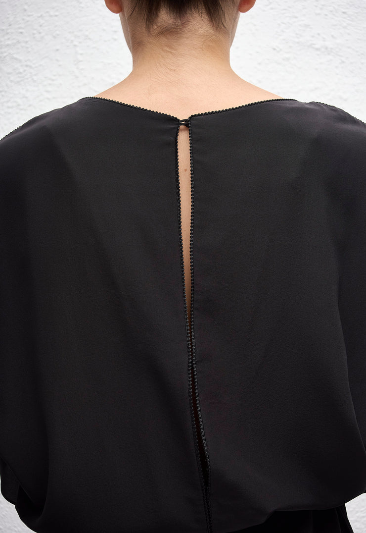 Magyar Drawcord Mini Dress - Black - Matteau
