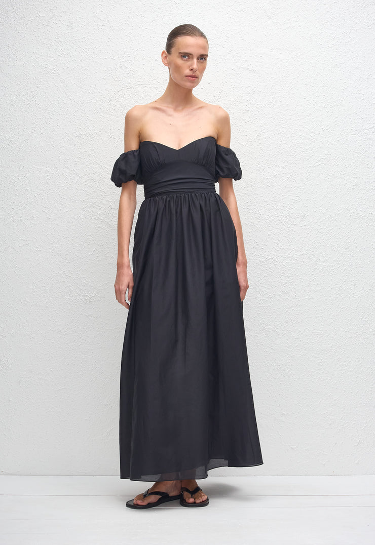 Off Shoulder Midi Dress - Black - Matteau
