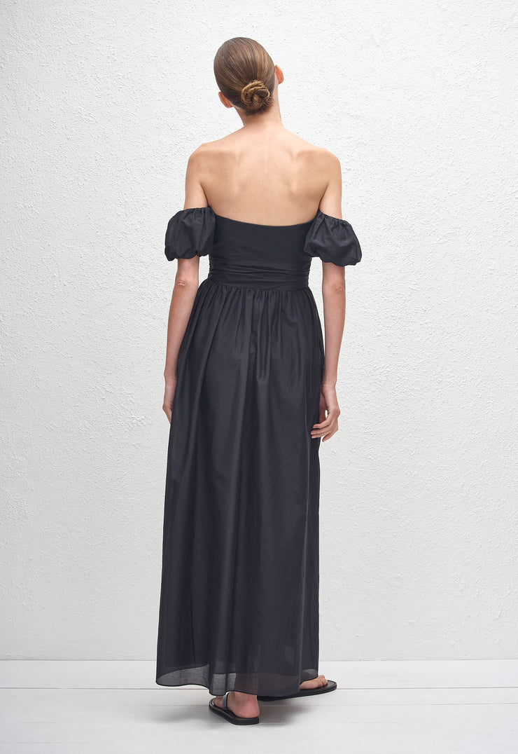 Off Shoulder Midi Dress - Black - Matteau