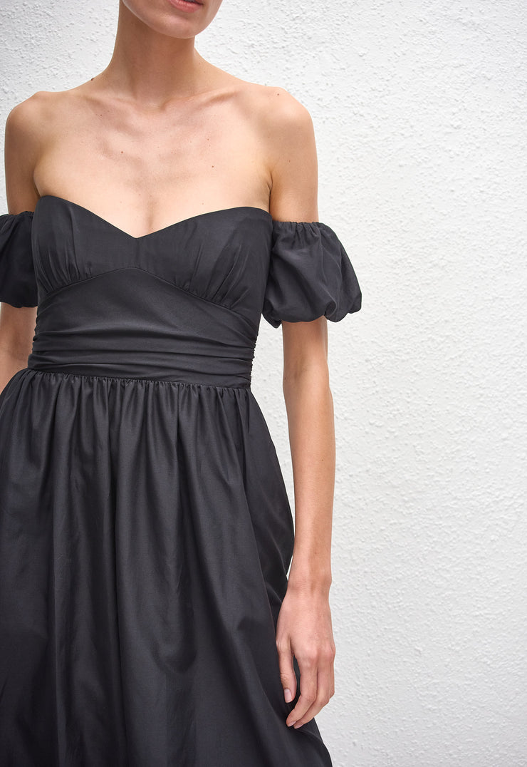 Off Shoulder Midi Dress - Black - Matteau