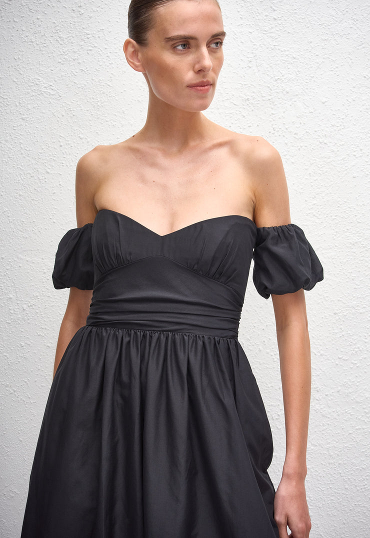 Off Shoulder Midi Dress - Black - Matteau