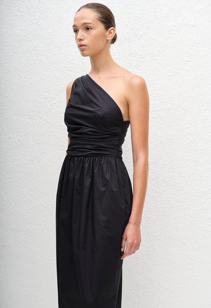One Shoulder Tulip Dress - Black - Matteau