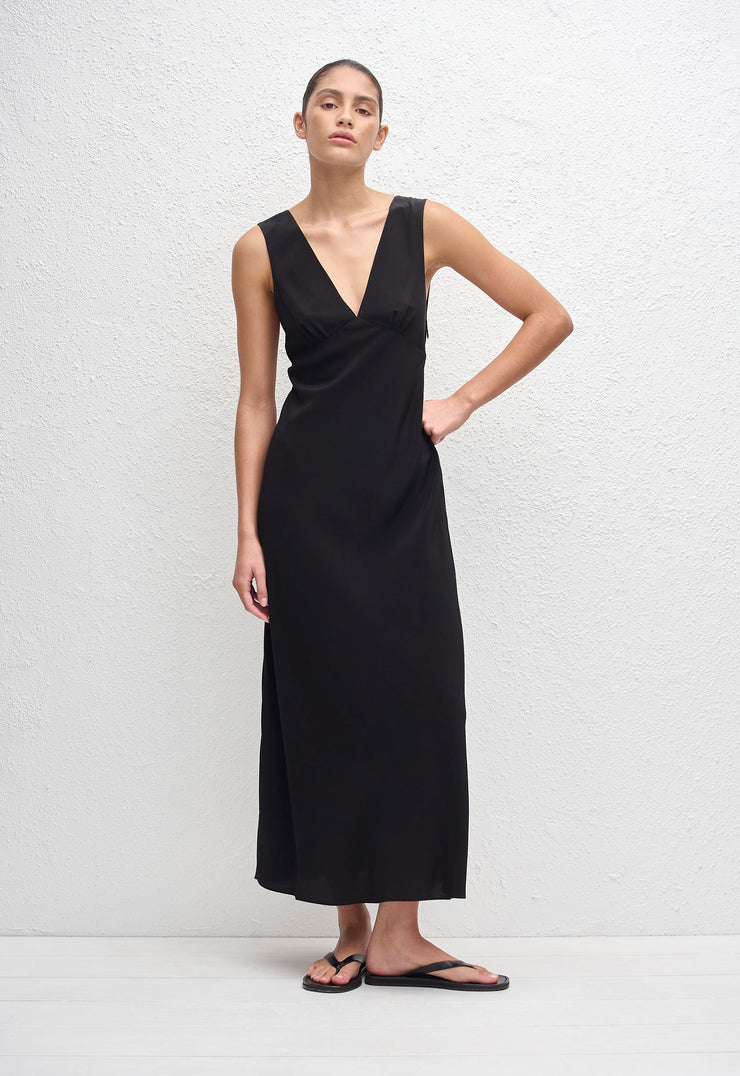 Plunge Slip Dress - Black - Matteau