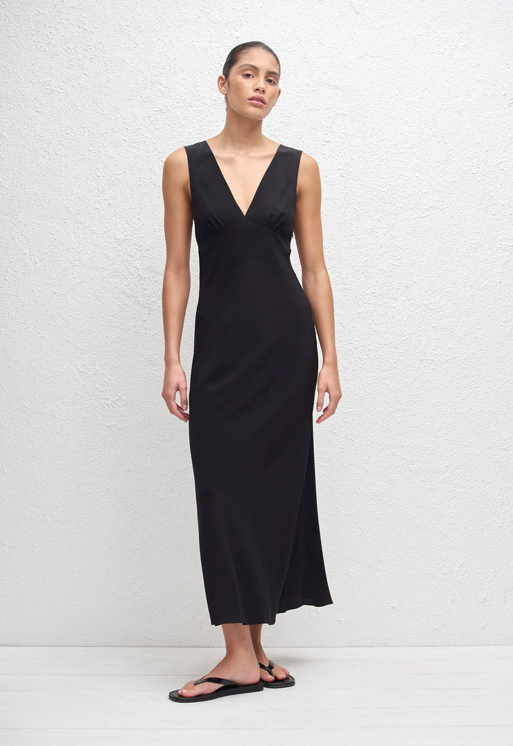 Plunge Slip Dress - Black - Matteau