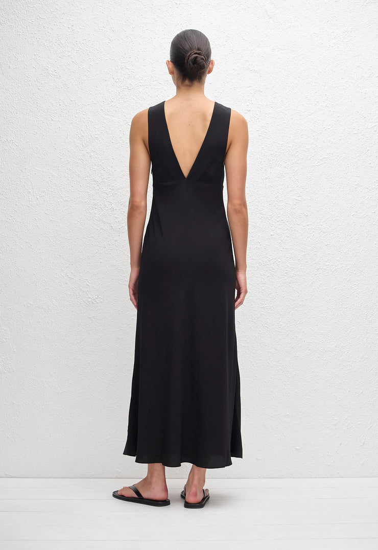 Plunge Slip Dress - Black - Matteau
