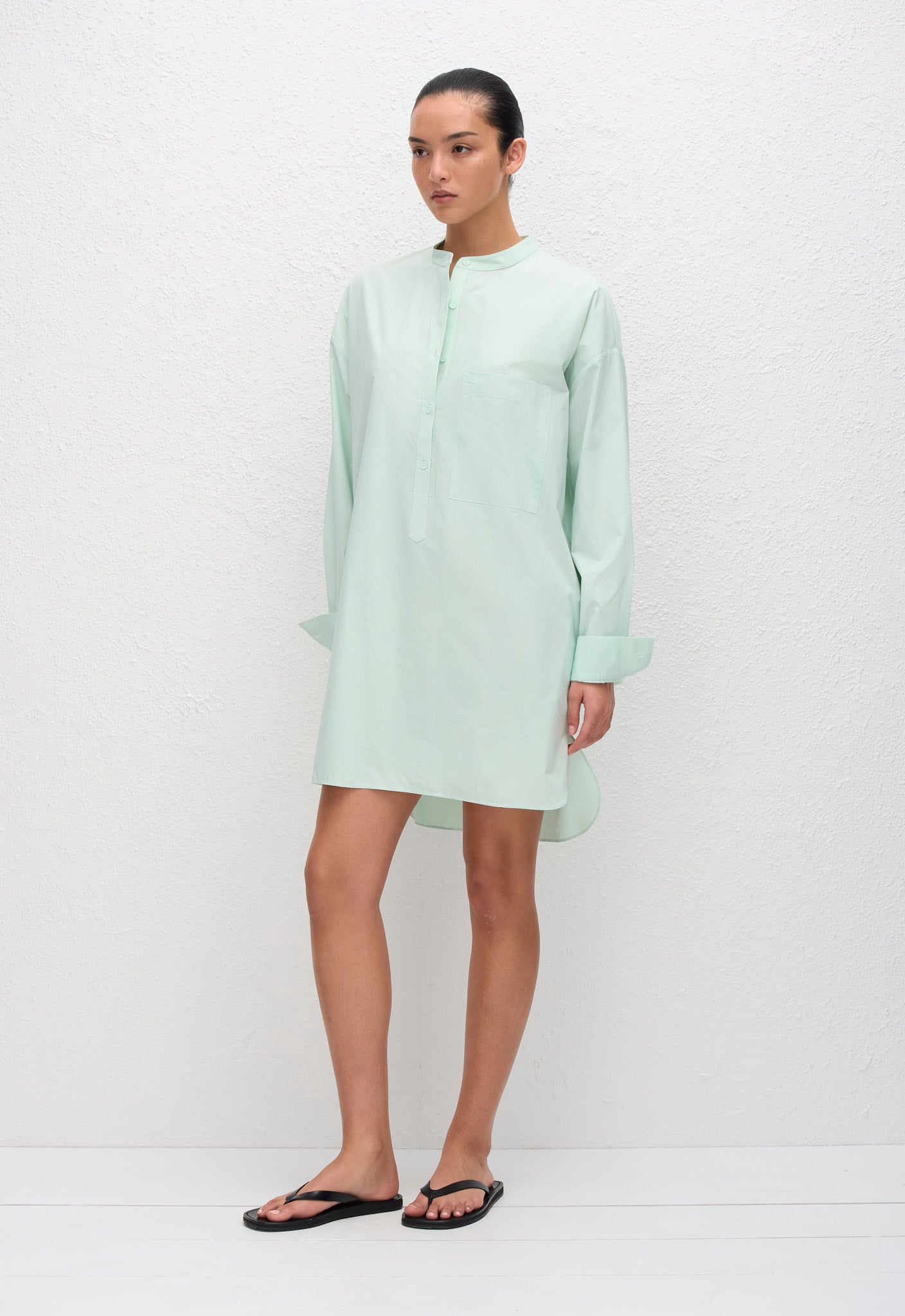 Popover Mini Shirt Dress - Mint - Matteau