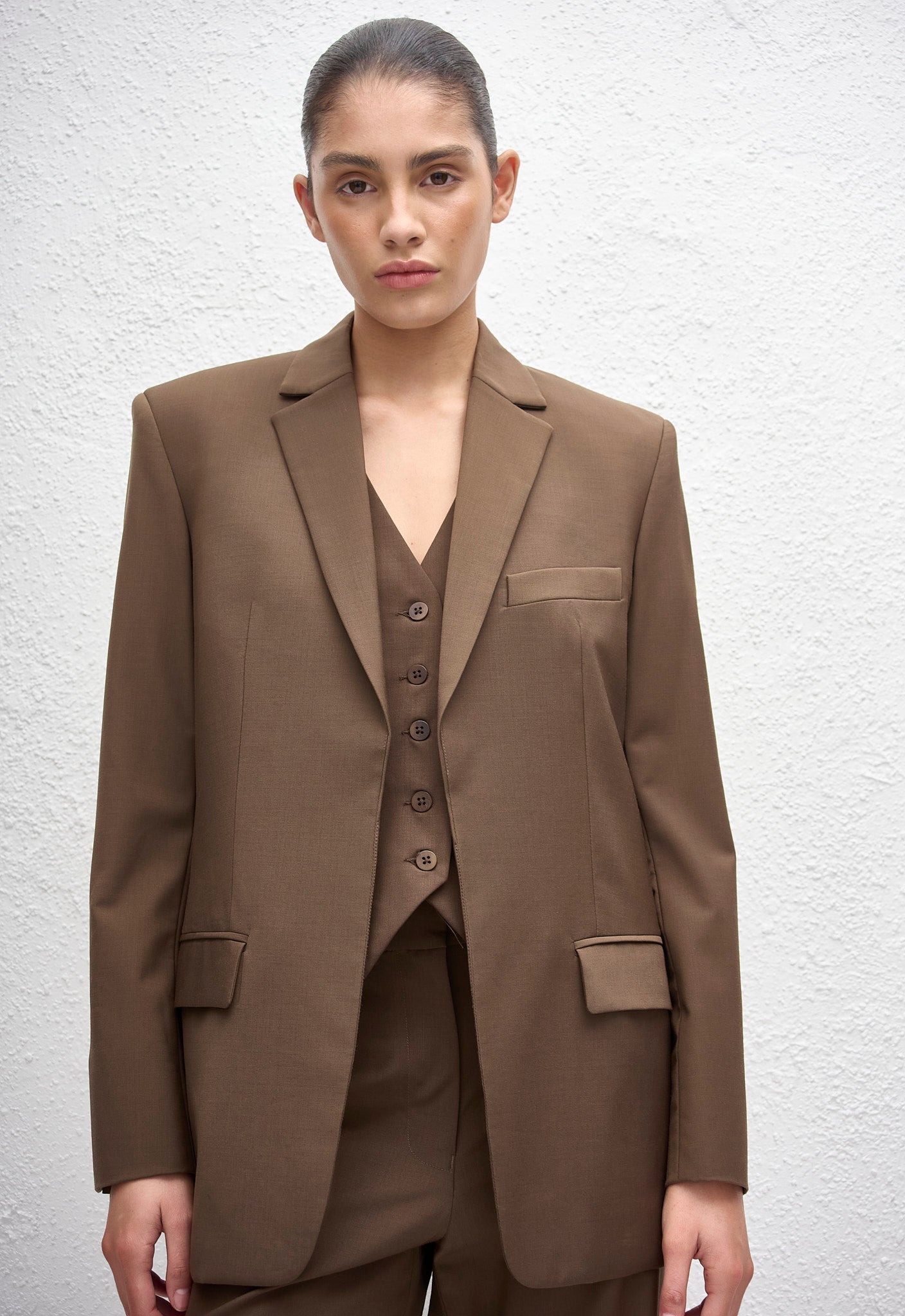 Relaxed Tailored Blazer - Coffee - Matteau