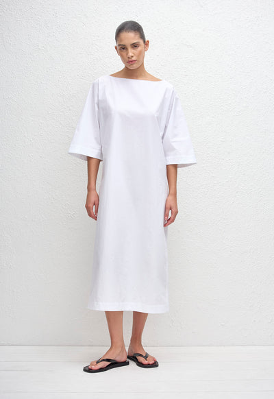 Relaxed Midi Tee Dress - White - Matteau