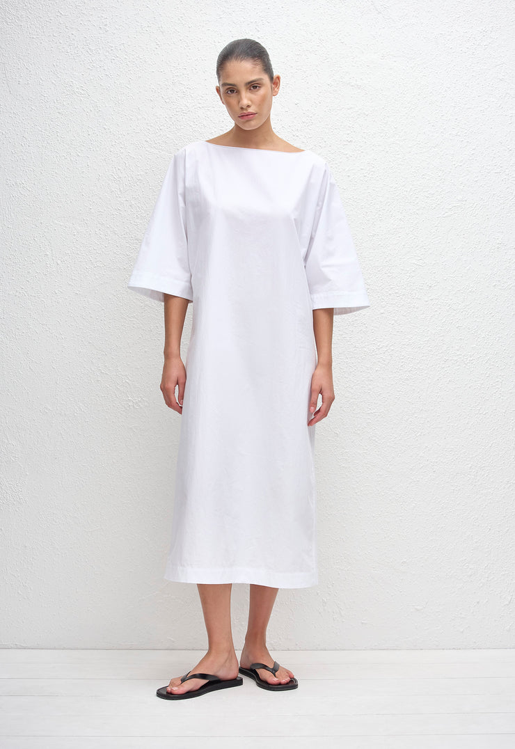 Relaxed Midi Tee Dress - White - Matteau