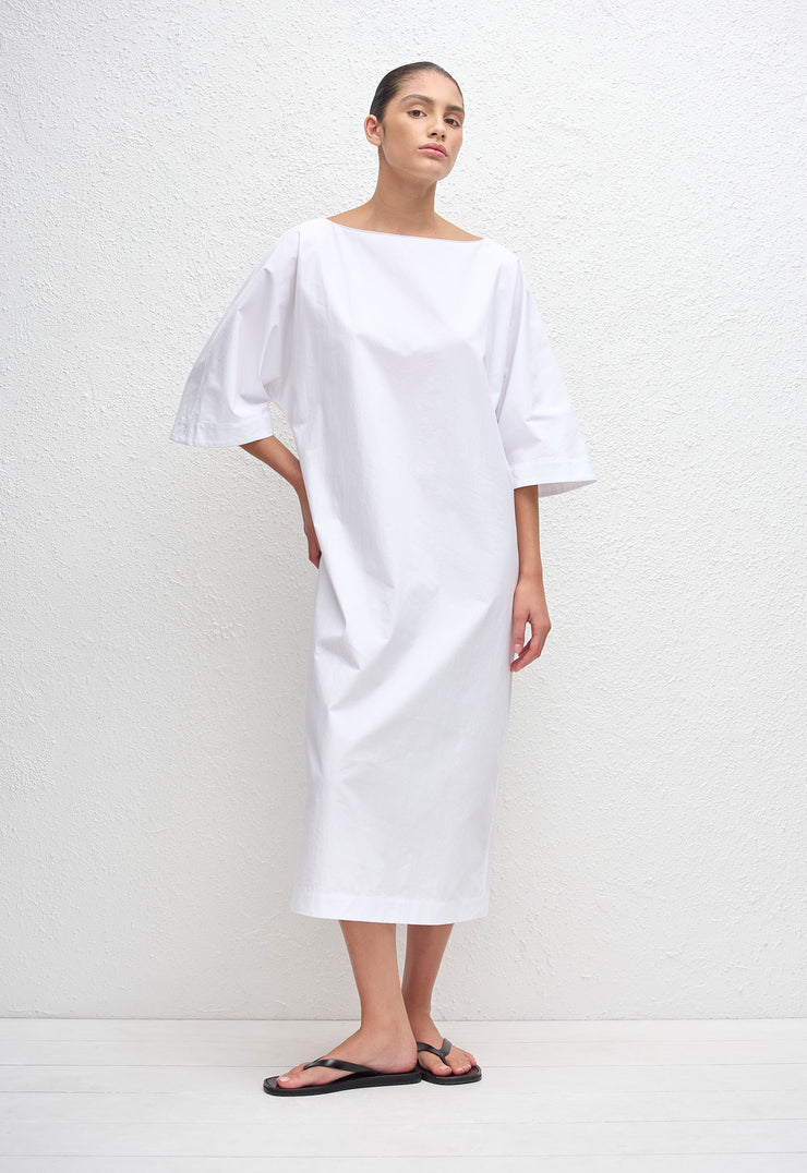 Relaxed Midi Tee Dress - White - Matteau