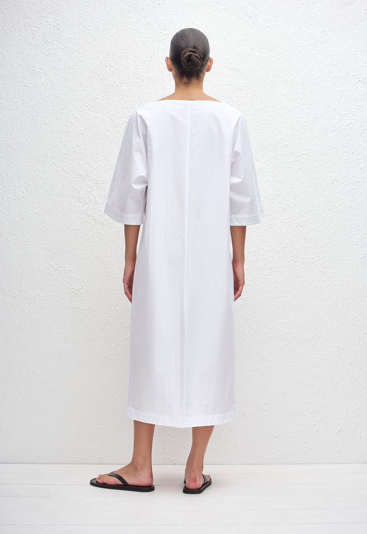 Relaxed Midi Tee Dress - White - Matteau