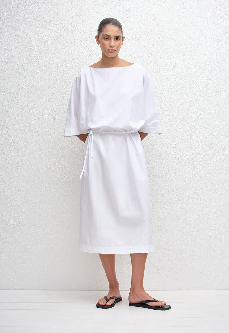 Relaxed Midi Tee Dress - White - Matteau