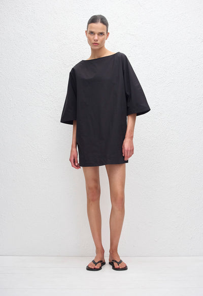 Relaxed Mini Tee Dress - Black - Matteau