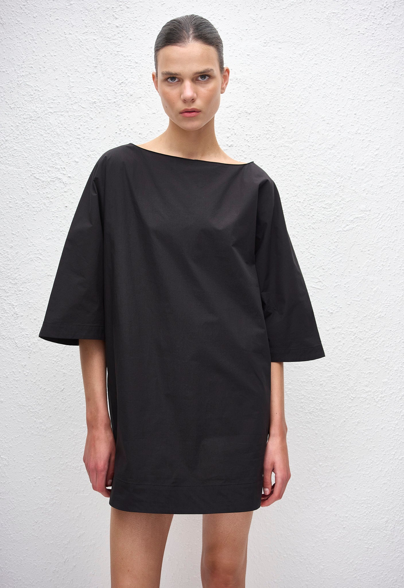 Relaxed Mini Tee Dress - Black - Matteau