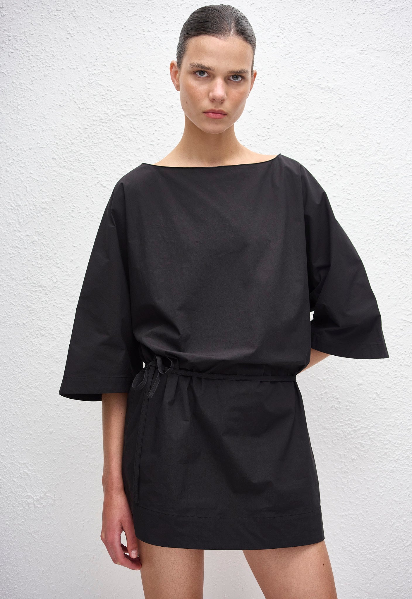 Relaxed Mini Tee Dress - Black - Matteau