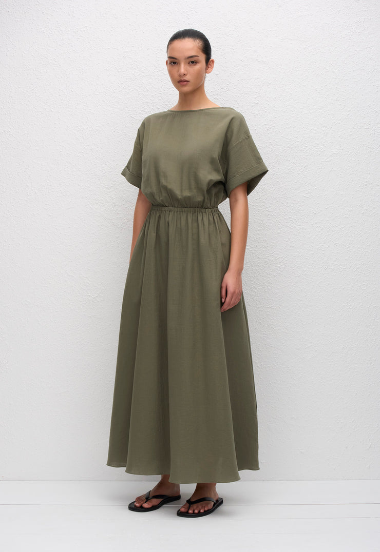 Relaxed Tee Midi Dress - Khaki - Matteau