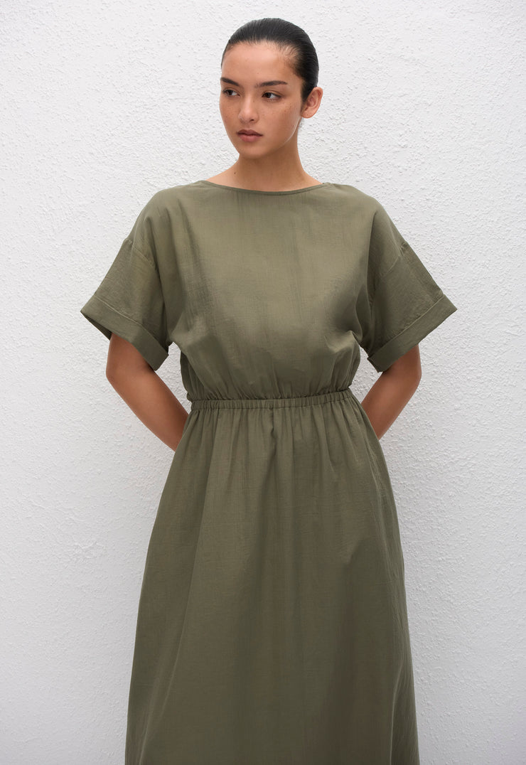 Relaxed Tee Midi Dress - Khaki - Matteau