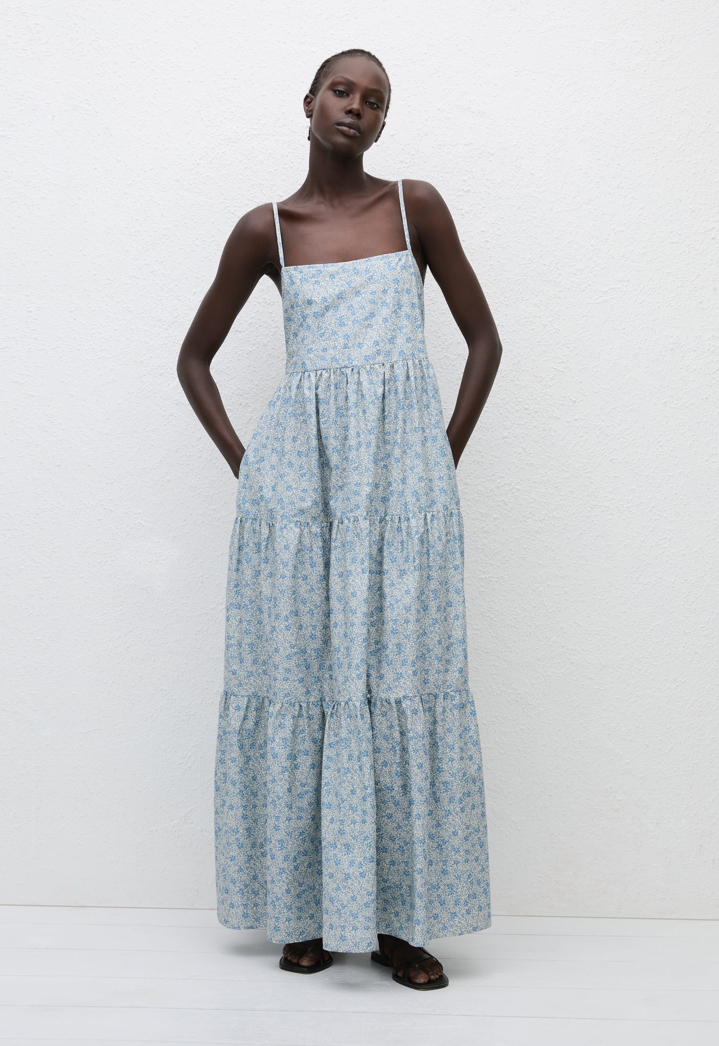 Tiered Low Back Sundress - Cornflower - Matteau