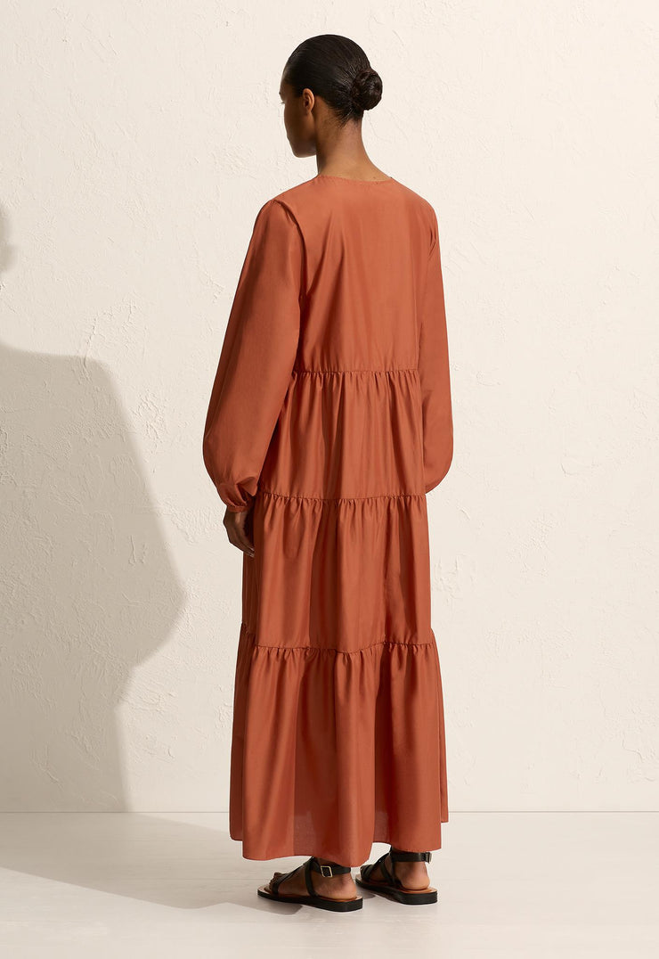 Long Sleeve Plunge Dress - Sienna - Matteau