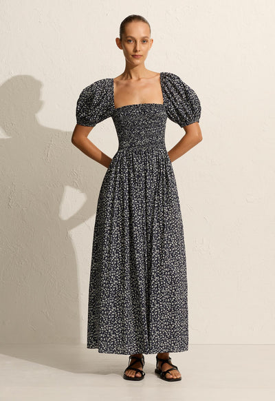 Shirred Bodice Peasant Dress - Dandelion - Matteau