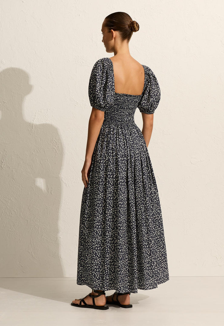 Shirred Bodice Peasant Dress - Dandelion - Matteau