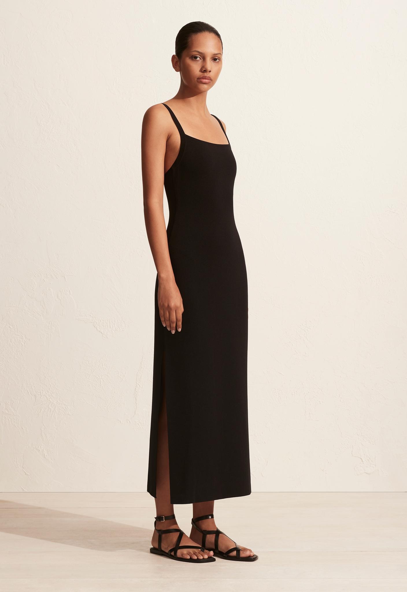Square Knit Dress - Black - Matteau
