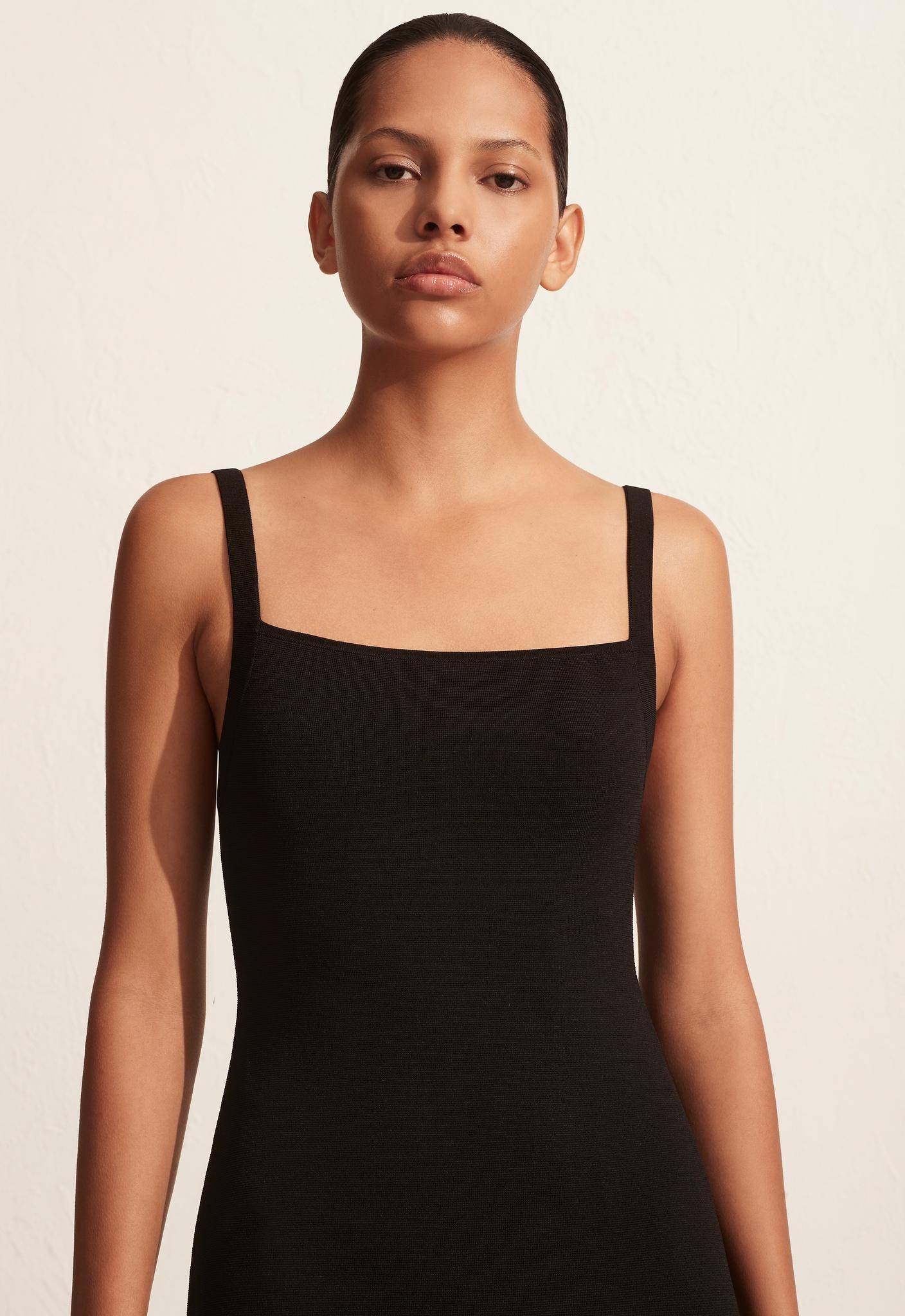 Square Knit Dress - Black - Matteau