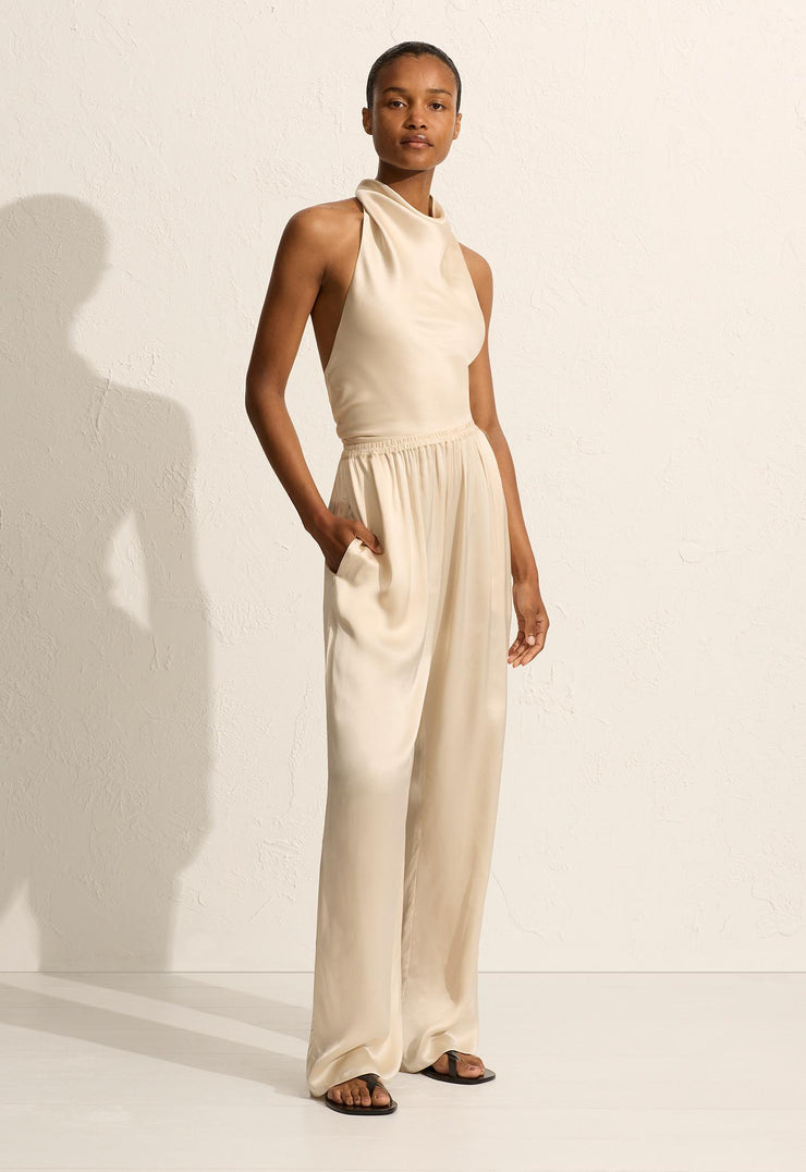 Relaxed Satin Pant - Ivory - Matteau