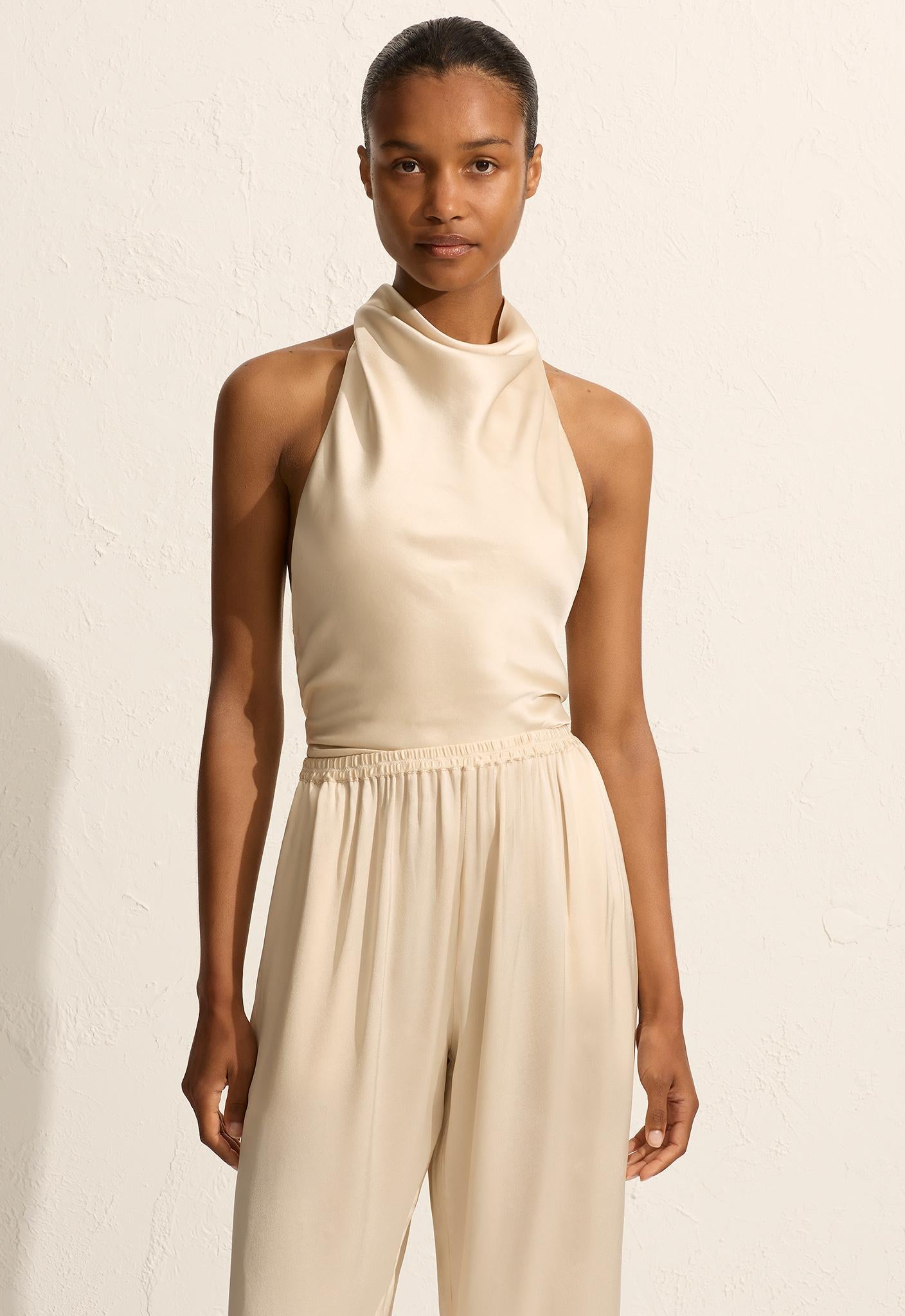 Relaxed Satin Pant - Ivory - Matteau