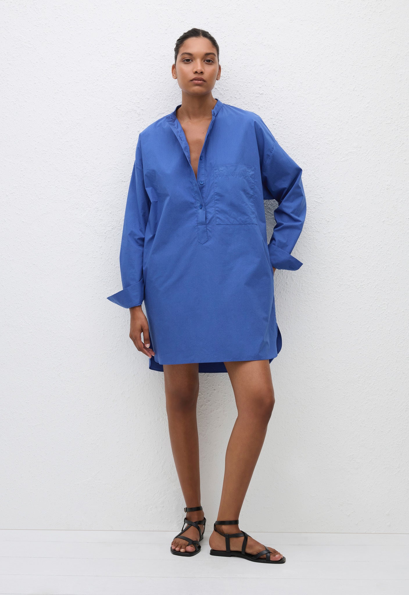 Popover Mini Shirt Dress Yves Blue - Matteau