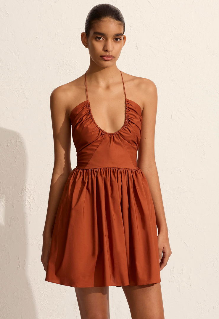 Drawcord Halter Mini Dress - Sienna - Matteau