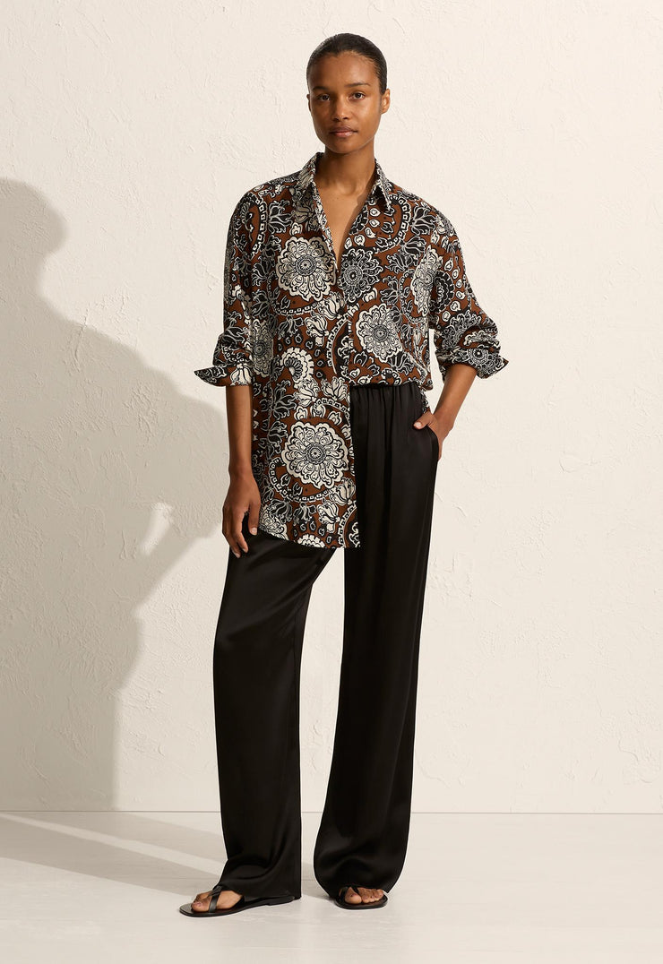 Long Sleeve Silk Shirt - Dahlia - Matteau