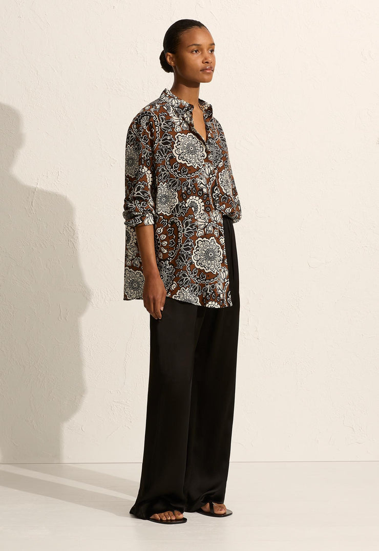 Long Sleeve Silk Shirt - Dahlia - Matteau