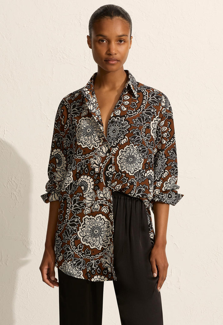 Long Sleeve Silk Shirt - Dahlia - Matteau