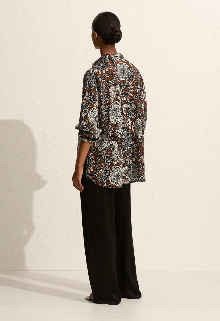 Long Sleeve Silk Shirt - Dahlia - Matteau