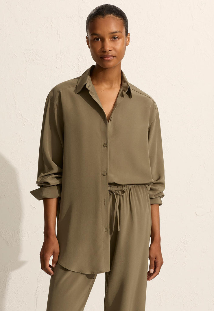 Long Sleeve Silk Shirt - Willow - Matteau