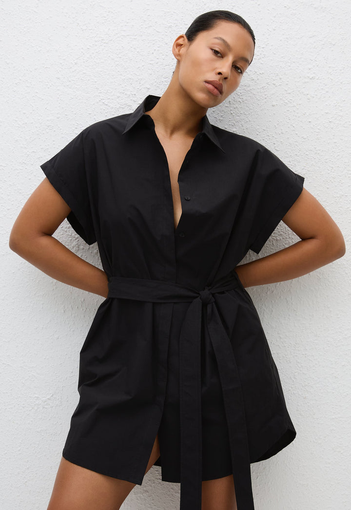 Mini Shirt Dress - Black