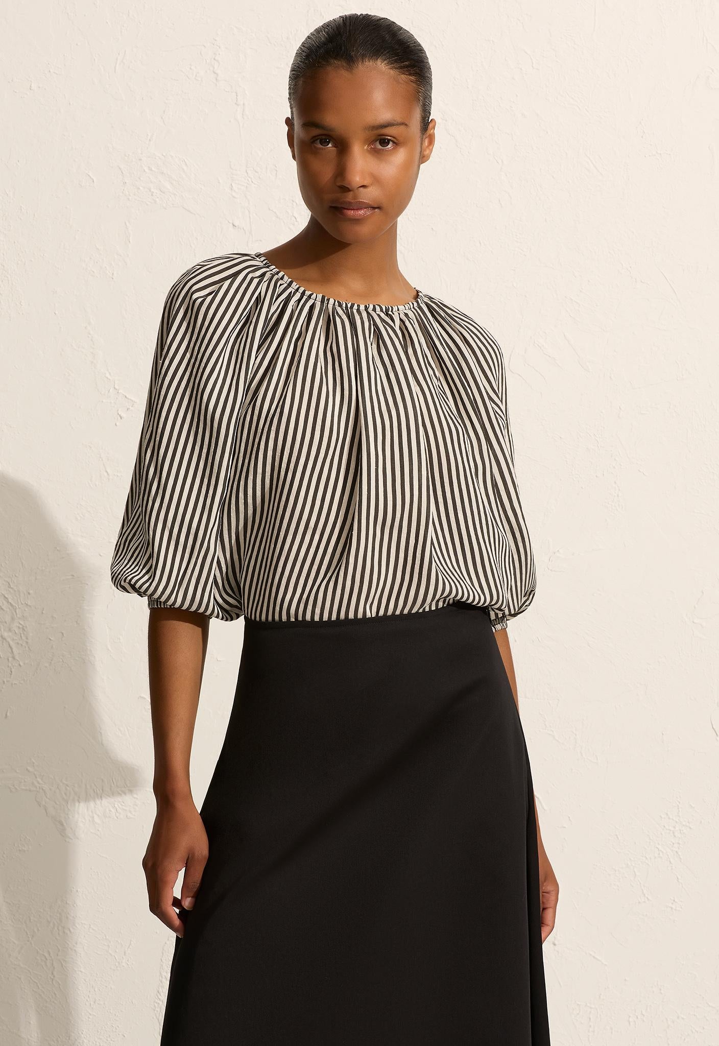 Stripe Cocoon Blouse - Ink Stripe - Matteau