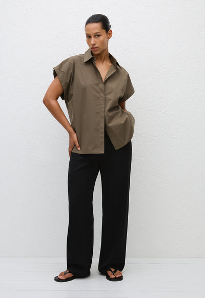 Relaxed Sleeveless Shirt - Olive - Matteau