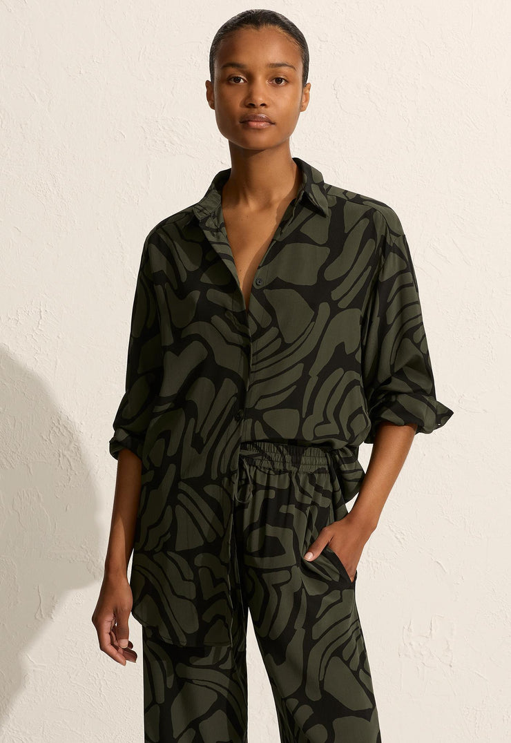 Long Sleeve Silk Shirt - Pebble - Matteau