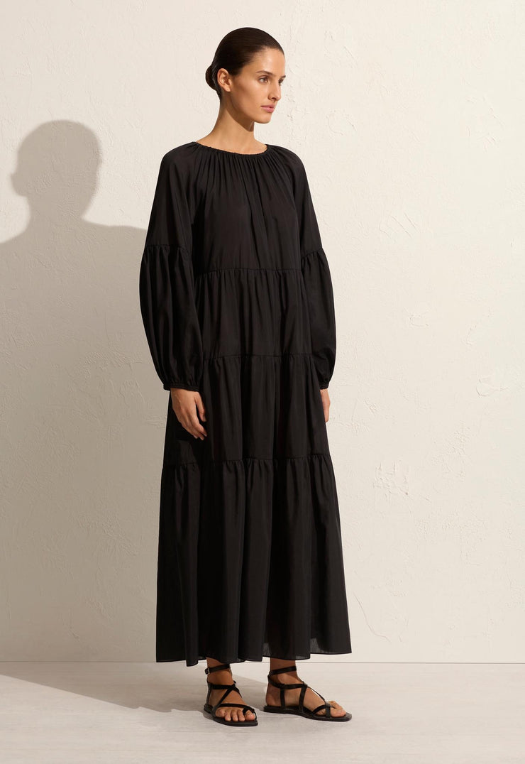 Voluminous Tiered Dress - Black - Matteau